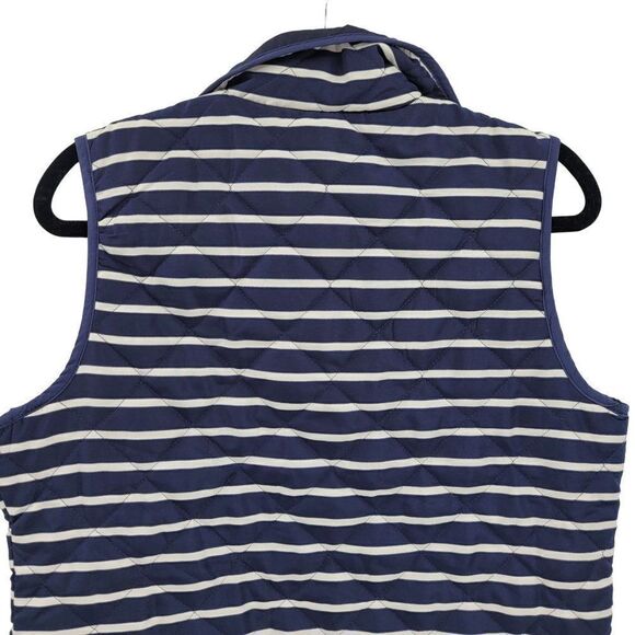 Casual Identity Quilted Vest Petite M Blue White Nautical Striped Zip Up Preppy - Picture 12 of 15
